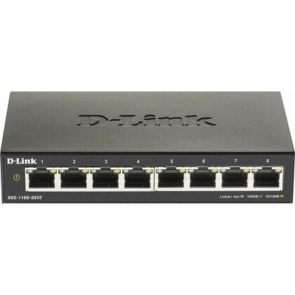 Управляемый коммутатор 08 портов: D-Link DGS-1100-08V2 (8х10/ 100/ 1000 Мбит/ с) 2 уровня