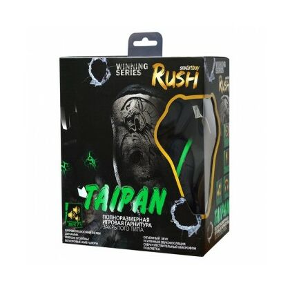 Наушники полноразмерные Smartbuy Rush TAIPAN с микрофоном, игровые, USB, черный/ зеленый (SBHG-3100)