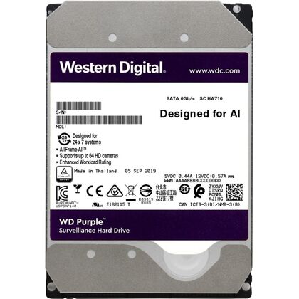 Жесткий диск HDD 3.5" SATA: 12000 Гб WD Purple [7200 rpm, 256 Мб, Sata 3 (6 Gbit/ s)] WD121PURP