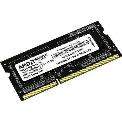 Модуль памяти SO-DIMM DDR3-1600МГц 4Гб  AMD Value Edition CL11 1.5 В (R534G1601S1S-UO)