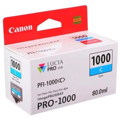 Картридж Canon PFI-1000C Cyan 80мл (imagePROGRAF PRO-1000)