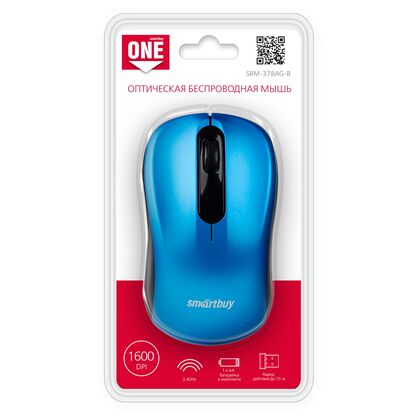 Мышь Smartbuy ONE 378 оптическая, беспроводная, USB, офисная, синий (SBM-378AG-B)