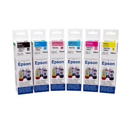 Чернила Epson, серия L, оригинальная упаковка, комплект 6 цветов, Dye, 100 мл. Revcol