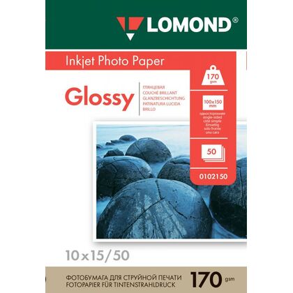 Фотобумага Lomond Photo Paper, односторонняя, глянцевая, А6, (148x105 мм) 170 гр/ м2, 50л (0102150) для струйной печати