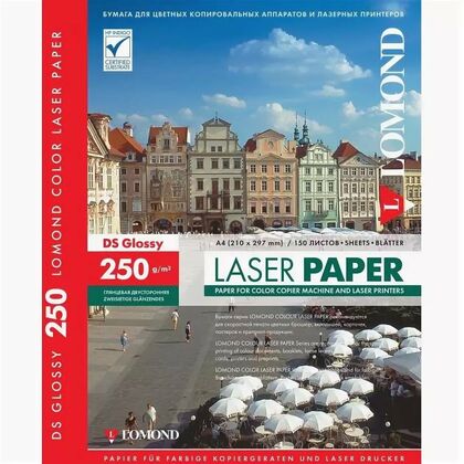 Фотобумага Lomond DS Glossy, двусторонняя, глянцевая, A4, (210х297 мм) 250 гр/ м2, 150л (0310441) для лазерной печати