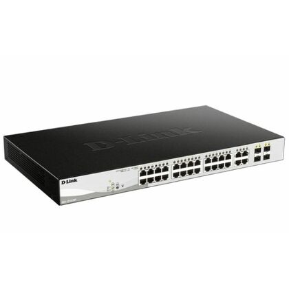 Управляемый PoE-коммутатор 28 порта: D-Link DGS-1210-28P/ FL (24х1Гбит/ с,4хRJ45/ SFP,24хPoE,PoE‑бюджет 193 Вт) 2 уровня