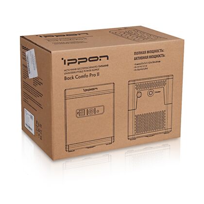 ИБП Ippon Back Comfo Pro II 650 ВА/ 360 Вт, 8*Schuko (Euro), AVR, USB ( Аккумулятор 12 V/ 7,0 Ah*1)