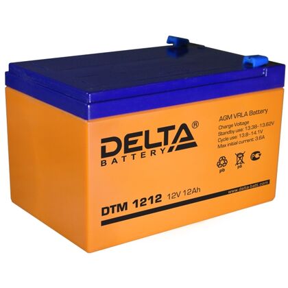 АКБ 12 V 12,0 Ah Delta (DTM 1212) для использования в ИБП, срок службы до 6 лет.