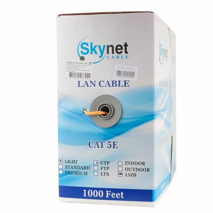 Кабель Cu UTP, Внутренний, 4x2x0.46, бухта 305м., Cat5e, нг-LSZH, SkyNet (CSL-UTP-LSZH-4-CU)