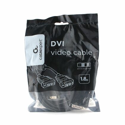 Кабель DVI-D 1.8м Gembird/ Cablexpert черный, омеднённая сталь, экран, феррит. кольца, пакет (CC-DVIL-BK-6)