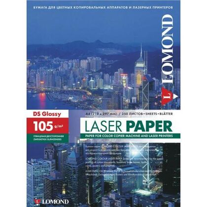 Фотобумага Lomond DS Glossy, двусторонняя, глянцевая, A4, (210х297 мм) 105 гр/ м2, 250л (0310641) для лазерной печати