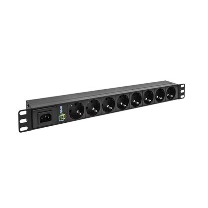 Блок розеток 19", 1U, в стойку, 8xSchuco, 220V, металлический корпус (SNR-PDU-08S-W2)