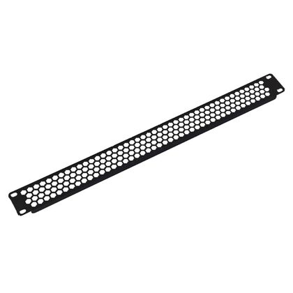 Заглушка 1U (фальшпанель) в телекоммуникационный шкаф 19", перфорированнная, черная (ФП-1.4-9005)