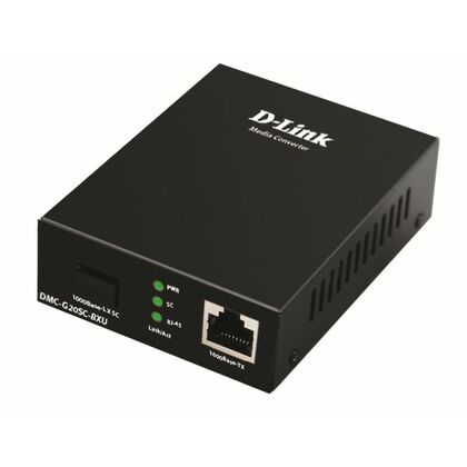 WDM медиаконвертер с 1 портом 100/ 1000Base-T и 1 портом 1000Base-LX с разъемом SC (Тx:1310 нм;Rx:1550 нм) для одномодового оптического кабеля(до 20км)