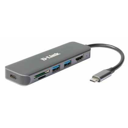 Разветвитель USB D-Link DUB-2327 USB 3.0, 2 порта (DUB-2327/ A1A) 1 портом USB Type-C/ PD 3.0, 1 портом HDMI и слотами для карт SD и microSD