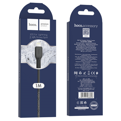 Кабель USB HOCO X20i Flash (Lightning, 1м, пластик, Черный)