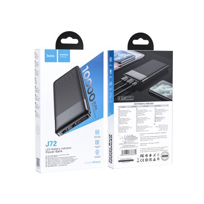 Автономное питание PowerBank HOCO J72 Easy travel PB (10000 mAh, индикатор заряда, дисплей) черный