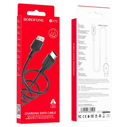 Кабель USB Borofone BX70a (USB Type-C, 1м, пластик, Черный)