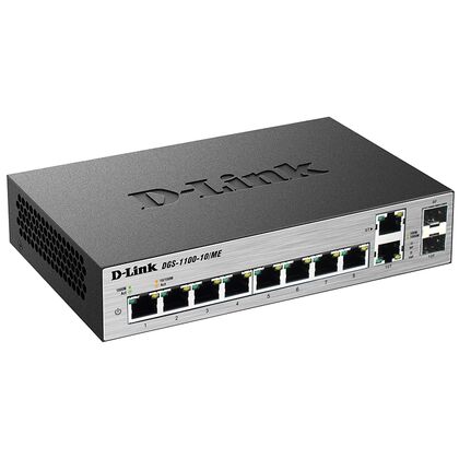 Управляемый коммутатор 08 портов: D-Link DGS-1100-10/ ME (8х10/ 100/ 1000 Мбит/ с,2хSFP) 2 уровня