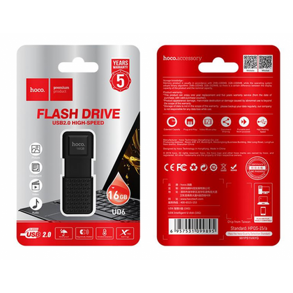 Флеш-накопитель HOCO 16Gb USB2.0 UD6 Insightful Черный (6931474700094)