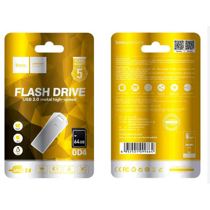 Флеш-накопитель HOCO 64Gb USB2.0 UD4 Intelligent Серебристый (6957531099864)