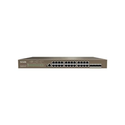 Управляемый PoE-коммутатор 28 порта: Tenda TEG5328P-24-410W (24х1Гбит/ с,4хSFP,24хPoE,PoE‑бюджет 370 Вт) 3 уровня
