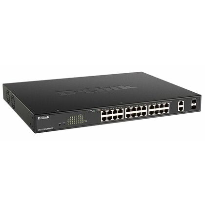 Управляемый PoE-коммутатор 26 портов D-Link DGS-1100-26MPPV2 (24х1Гбит/ с, 2хRJ45/ SFP, 24хPoE, PoE‑бюджет 525 Вт) 2 уровня