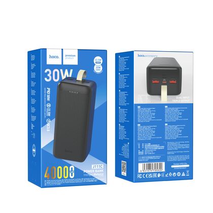 Внешний аккумулятор 40000mAh HOCO J111C Smart, USB x2, Type-C x1 PD30W, QC3.0, черный