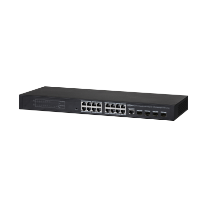 Управляемый PoE-коммутатор 20 портов Dahua DH-PFS4420-16GT-240 (16х1Гбит/ с, 4хSFP, 16хPoE, PoE‑бюджет 240 Вт) 2 уровня