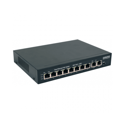 Неуправляемый POE-коммутатор 10 портов Osnovo SW-20820(120W) ( 10x1Гбит/ с, 8xPOE, PoE‑бюджет 115 Вт) корпус - металл