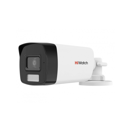 Видеокамера аналоговая 2 Mp уличная HiWatch цилиндрическая, f: 2.8 мм, 1920*1080, ИК: 40 м, LED:40 м, микрофон (DS-T220A (2.8mm))