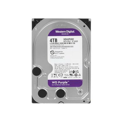 Жесткий диск HDD 3.5" SATA: 4000 Гб WD Purple [5400 rpm, 256 Мб, Sata 3 (6 Gbit/ s)] WD43PURZ