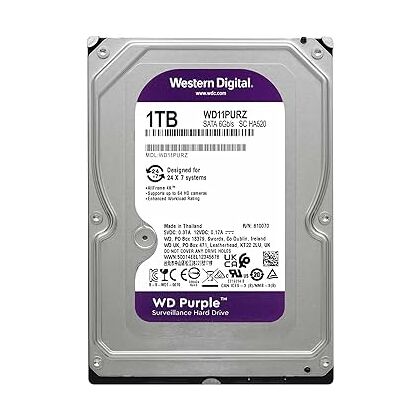 Жесткий диск HDD 3.5" SATA: 1000 Гб WD Purple [5400 rpm, 64 Мб, Sata 3 (6 Gbit/ s)] WD11PURZ
