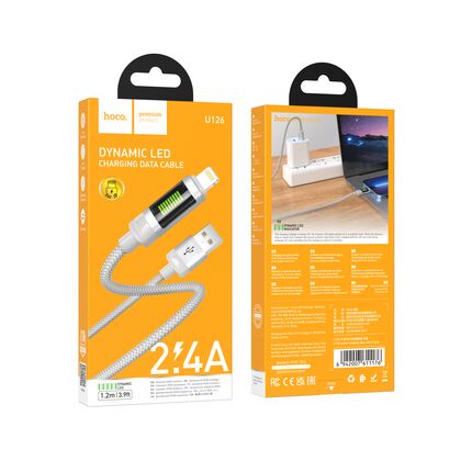 Кабель USB HOCO U126 Lantern (Lightning, 1м, плетеный, серый)
