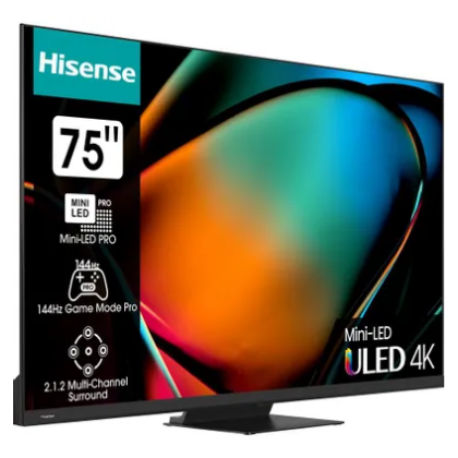 Телевизор 55" HISENSE 55U8KQ Mini LED, Smart TV, 4K Ultra HD, 120 Гц, тюнер DVB-T/ T2/ C, HDMI х2, USB х1, 20 Вт,  темно серый
