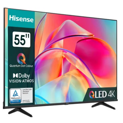 Телевизор 55" HISENSE 55E7KQ Direct LED, Smart TV, 4K Ultra HD, 60 Гц, тюнер DVB-T/ T2/ C/ S/ S2, HDMI х3, USB х2, 2х8 Вт,  чёрный