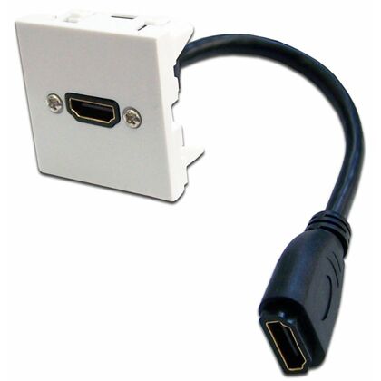 Гнездо вставка 45x45 HDMI с удлинителем, мама-мама, Lanmaster, белый (LAN-SIP-23HDMI-WH)