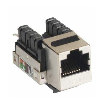 Розеточный модуль Keystone Jack 8P8C (RJ-45), FTP, Cat5e. NetLan, серый (EC-UKJ-SD2-MT-10) Упаковка 10 шт