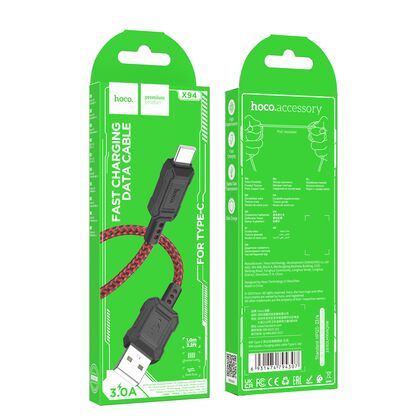 Кабель USB HOCO X94a Leader (Type-C, 1м, плетеный, красный)