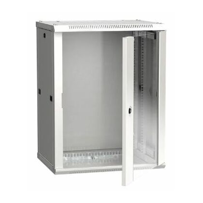 Шкаф настенный телекоммуникационный 19" 15U, Ш600xВ770xГ450, передняя дверь - стекло, серый ITK (LWR3-15U64-GF)