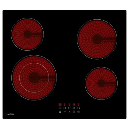 Электрическая варочная панель EVELUX HEV 641 B черный ( конфорок -  4 шт,  панель - эмалированная сталь, 590x520x50)