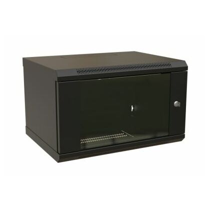 Шкаф настенный телекоммуникационный 19" 09U, Ш600*В500*Г450, передняя дверь - стекло, черный WRline (WR-TW-0945-GP-RAL9004)