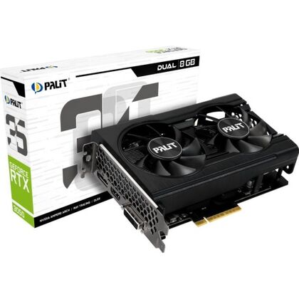 Видеокарта PCI-e: GeForce RTX 3050 Palit (8Gb, GDDR6, 128 bit, 1*DVI, 1*HDMI, 1*DP) NE63050018P1-1070D