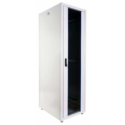 Шкаф напольный телекоммуникационный 19" 42U, Ш800*В1987*Г800, передняя дверь - стекло, серый (ШТК-Э-42.8.8-13АА)