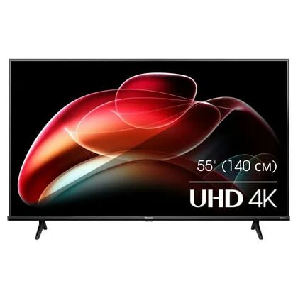 Телевизор 55" HISENSE 55A6K Smart TV, 4K Ultra HD, 60 Гц, тюнер DVB-T/ T2/ C/ S/ S2, HDMI х3, USB х2, 2х7 Вт,  чёрный