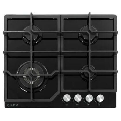 Газовая варочная панель Lex GVG 640-1 BL черный (конфорок -  4 шт, панель - закаленное стекло, Wok - есть, 60х51 см)