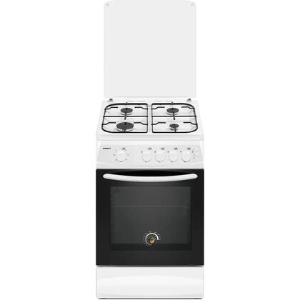 Плита газовая Kraft KF-FSK5403AGW белый (газ-к духовки, конфорок - 4, духовка газовая, решетки сталь)