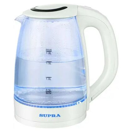 Чайник электрический SUPRA KES-1812G белый (1850 Вт, объем - 1.8 л, корпус: стекло/ пластик)
