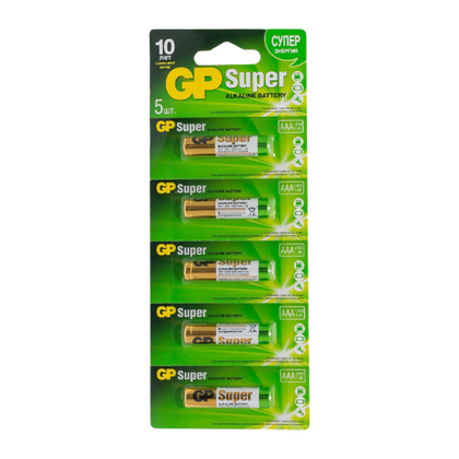 Батарейка GP LR3, AAA, Super Alkaline, щелочная (GP 24A-CR5) Отрывные 5шт