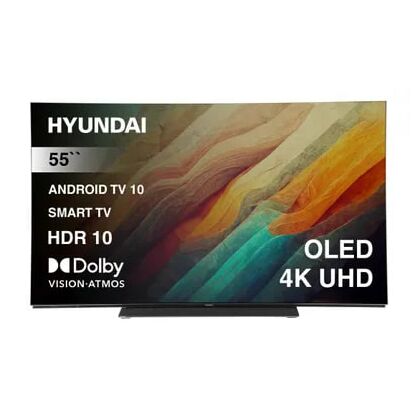 Телевизор 55" Hyundai H-LED55OBU7700 OLED, Smart TV, 4K Ultra HD, 120 Гц, HDMI х3, USB х2,  чёрный